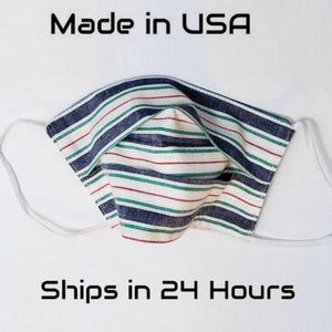 Pleated 100% Cotton Face Mask With Filter Pocket
